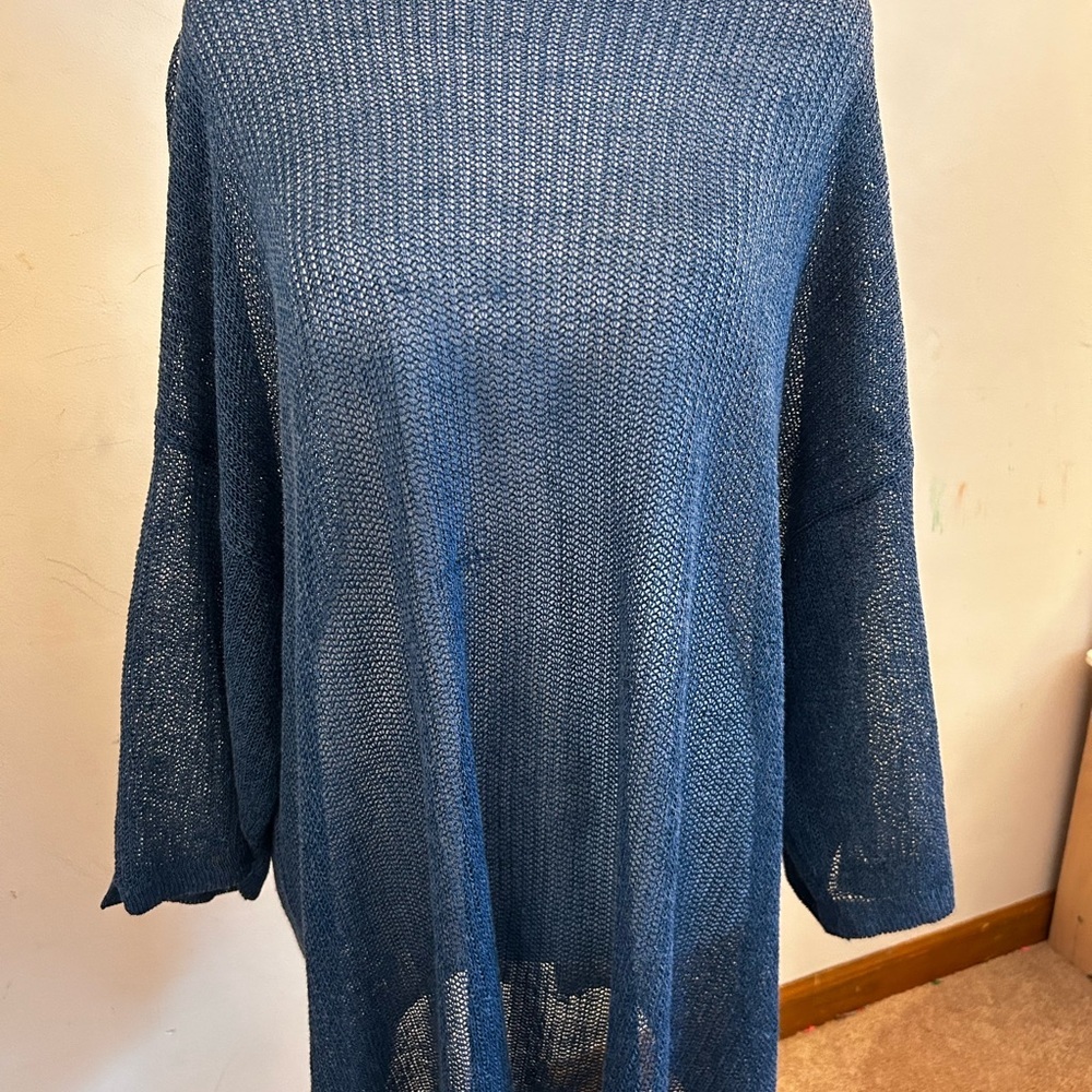 JJill open knit Women's Navy Sweater 2x - Picture 7 of 11